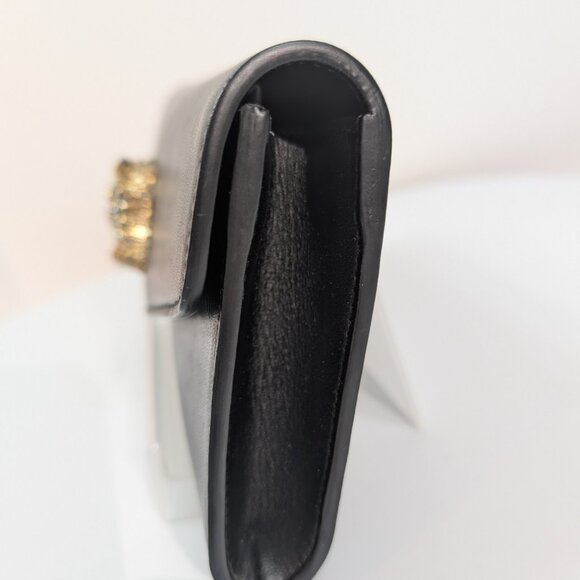 Gucci Black Rajah Broadway Smooth Leather Jeweled Tiger Head Clutch - Picture 4 of 15